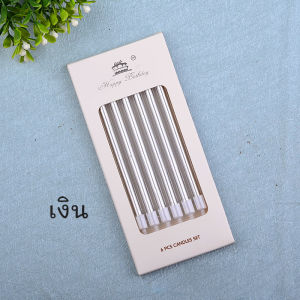 6Pcs เทียนวันเกิด สำหรับตกแต่งหน้าเค้ก เทียนอุปกรณ์ตกแต่งงานปาร์ตี้ เทียนยาวหลากสี ขนาด 13.5ซม. ชุดเทียนของตกแต่งโต๊ะสำหรับเทศกาลวันเกิด พร้อมส่ง