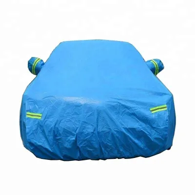 Universal Car Cover Sun Dust UV Protection Outdoor covers Umbrella Silver Blue Reflective Stripe For Coupe Sedan SUV