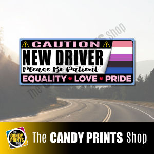Magnetic Car Sticker (10 x 4 inches - PRIDE Series 01) NEW DRIVER