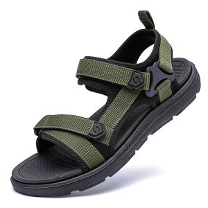 Mens Sandals Casual Leather Sandals Beach Shoes EVA Sole Velcro Keen Outdoor Sports Sandals