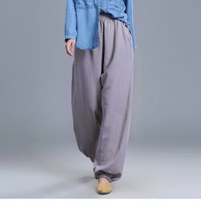 Spring and summer cotton linen tai chi pants womens loose lantern pants linen morning exercise pants fitness pants yoga pants martial arts practice pants