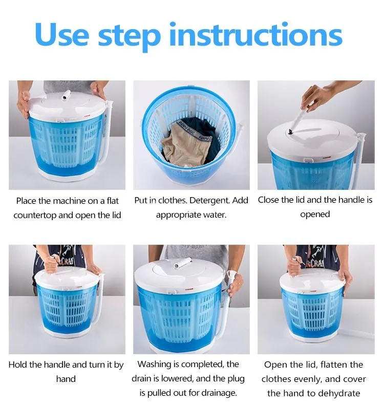 💥Dream Best🔥 2-in-1 Mini Washing Machine and Spin Dryer Holds up to  kg Portable Hand Cranked Non-Electric Top Washer/Dryer for Camping,  Caravans