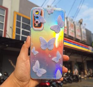 Case Hologram Fashion BUTTERFLY INFINIX SMART 8 HOT 40i SMART 8 PRO HOT 9 PLAY NOTE 30 4G HOT 30i HOT 40 PRO SPARK GO 20 20C 20 PRO Casing Hologram Aurora DUNIA JAYA ACC