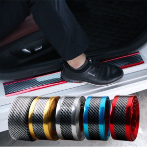 REVO Carbon Fiber Rubber Car Door Sill Protector Stylish Car Sticker Trim