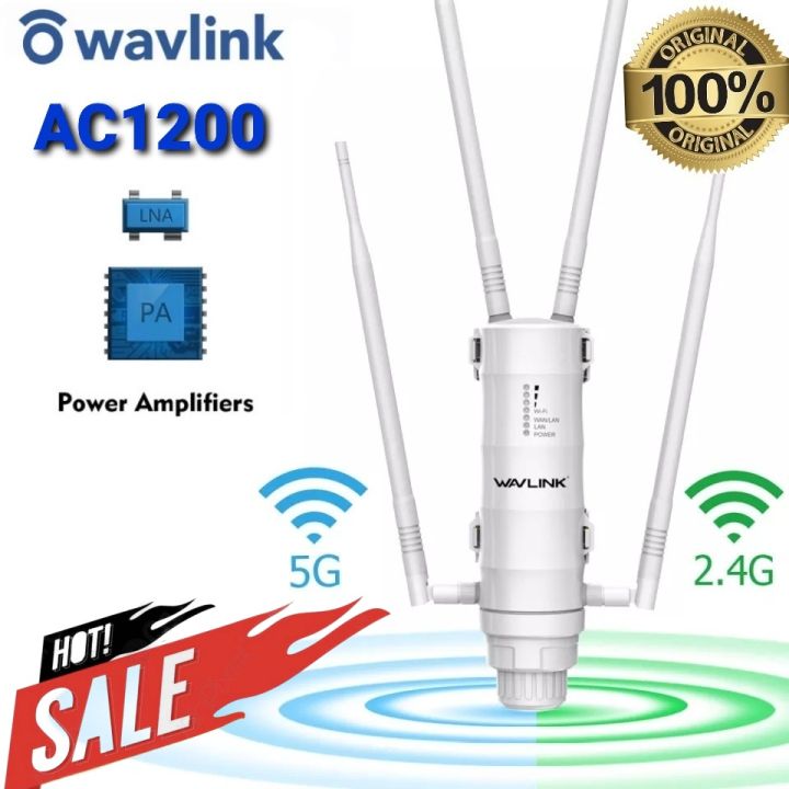 Wavlink AC1200 อุปกรณ์ขยายสัญญาณ ระยะ 100-1200 เมตร Wi-Fi  สัญญาณกลางแจ้งรุ่น AC1200 outdoor Dual - band AP/Range Extender/Router  PoE❗❗