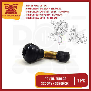 Pentil Tubles Scoopy Bengkok (PSP) Pen Tutup Cop Ban Tubeless  PVR 70 Ring "12 Honda Scoopy 2018