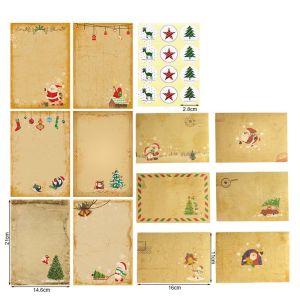 WOODP Party Vintage Snowman Gift Greeting Card Invitation Xmas Letter Pad Letter Paper Christmas Envelopes Kraft Paper