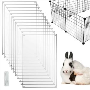 STARRY 6/12Pcs with Zip Ties Pet Cage Liner Clear Edge Prevent Scatter Cage Protection Durable Easy to Clean Guinea Pig Habitat Siding Pet Cage