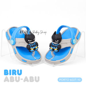 Sepatu Sandal Anak Laki Karakter Betmen Usia 6-12 Bulan 1 2 3 Tahun Phylon Ringan Karet Porto 602T-10 Biru Abu