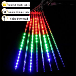 Solar String Lights Outdoor Waterproof White / Bule / Warm Solar Christmas Tree Lights 8 Tubes 144 LED Solar Meteor Shower Rain Lights for Tree Wedding Christmas Holiday Party Patio Decoration