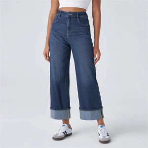 G7 European and American Cross-Border Fashion High-Waisted Straight-Leg Jeans 2025 Spring New Womens Casual Wide-Leg Pants 7/7