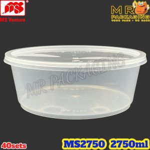 MS 2750 Round Container with Lid 2750 ml/93 oz Disposable Food Box - Plastik Bekas Bulat - MS VENTURE MS2750 [40sets]