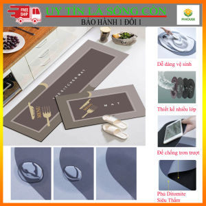 (Freeship-Chọn Mẫu) Bộ thảm bếp Silicon 02 thảm KT 40x60 40x120cm thấm hút chỉ sau 3 giây chống trơn trượt nhanh khô tham lau chân thảm chùi chân siêu thấm