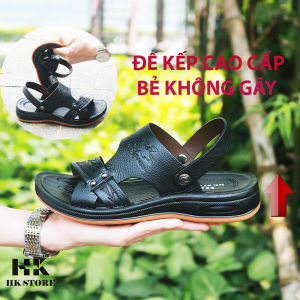Xăng đan nam - dép nam da bò thật 100% - khâu may chắc chắn bảo hành 12 tháng - hàng chính hãng HK.STORE (sd05)