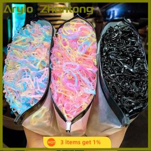 Aryio ยางมัดผมแบบใช้แล้วทิ้ง1000ชิ้นยางมัดผมแบบยืดหยุ่น