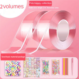 Pearly Life Silicon Grip Gel Tape/Nano Tape Decompression toy Nano tape double-sided paste blowing bubble material package set Nano glue kneading music blowing bubble set TikTok Hot