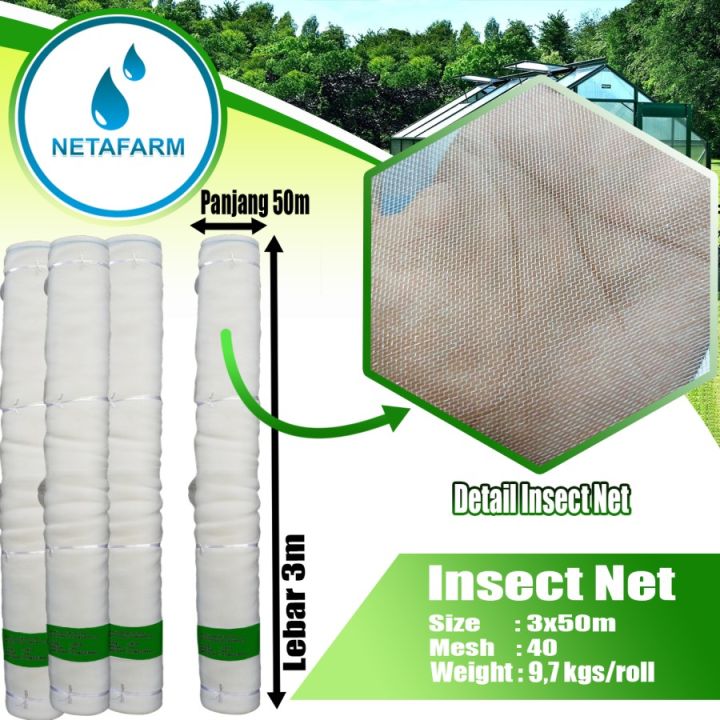 Insect Net Putih Jaring Serangga Insectnet mesh 40 3x50 m - 1 Roll ...