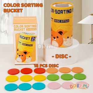TAIYO Color Sorting Bucket Wooden Coin Disc Stick Cup Edukasi Montessori Klasifikasi Warna Mainan Anak