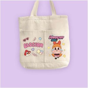 Totebag Kanvas Dua Kantong Bergambar Karakter Lucu Imut Power Puff Girl Cry Baby Blindbox Pop Martt/Totebag Kanvas/Totebag Sekolah/Totebag Jalan Jalan/Bisa cod