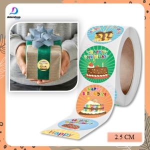 Stiker Label Ulang Tahun Anak Sticker Bulat Happy birthday Tempel 25cm