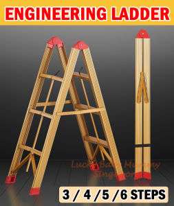 Engineering Stick Ladder Foldable Thick Compact Space Saving Anti-slip Lightweight Carbon Steel Alloy Household/Rainbow Culture