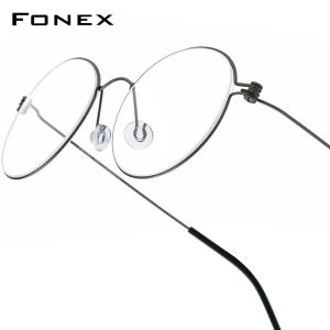 FONEX Titanium Glasses for Women and Men Retro Vintage Round Eyeglasses New Optical Frames Ultralight Denmark Korean Style Morten Screwless Eyewear 7510