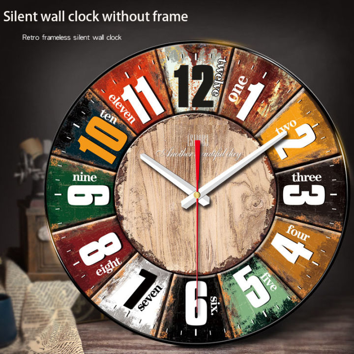 Retro creative quiet wall clock simple home decoration living room cafe