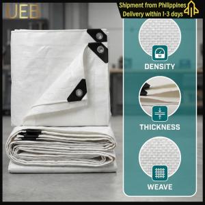 【UEB】 Heavy Duty White Tarps with Grommets for Patio Plants Henhouse Garden Porch
