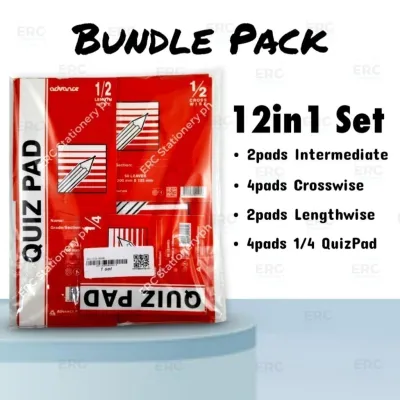ERC - Yellow Pad 4in1 Whole 1/2 Lengthwise Crosswise 1/4 Quiz Pad Student Writing Paper Grade School