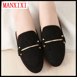 MANXIXI Brand Korean Version Flat Slippers Fashion Mules Sandals Big Size Leather Shoes for Women (32-44 Size)