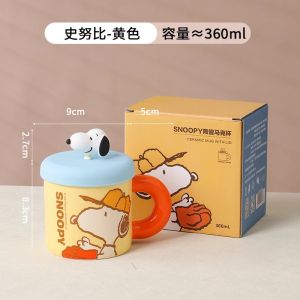Cartoon Animal Ceramic Mug Cute Snoopy Coffee Cup With Lid Ins Style Girl Breakfast Milk Juice Water Cups Creative Holiday Gifts2026