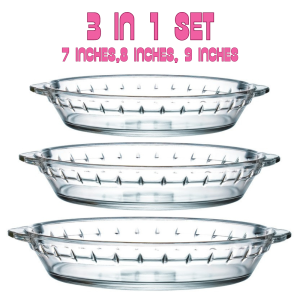 Borosilicate Glass Plate with Embroidered Design Round Dish with Convenient Handle Microwave and Oven Safe