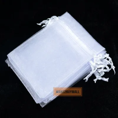 50/100pcs Organza Mesh Bag Drawstring Wedding Party Jewelry Candy Packaging Favour Birthday Gift Sarung Hadiah Telur 纱袋