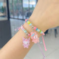 Santio Cute Handmade Beaded Cinnamoroll Hello Kitty Multi Color Adjustable Jewelry Bracelet Suitable for Men and Women. 