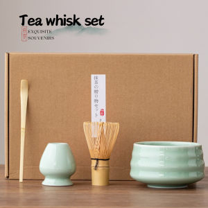 Japanese Matcha Set Ceremony with Whisk Holder 4-piece Gift Box Suitable for Friends Gathering