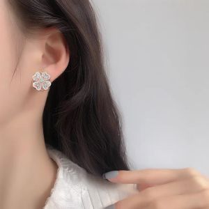 Kaveno Lucky 4 leaves earrings 925 Silver with Diamond simulated