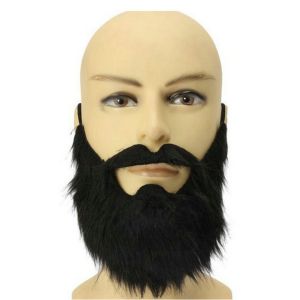 Q-1151 STORE Elastic Band Fake Beard Mustache Synthetic Fiber Soft Hair Facial Hair Props  Black/Brown/White Halloween Beard Halloween
