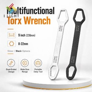 Torx Wrench 9inch 8-22mm Double Head Wrench Self-Tightening Wrench