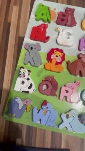 Wooden Animal Alphabet Puzzle – A to Z Learning Toy for Toddlers & Preschoolers