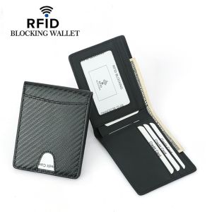 RFID Men Wallet Multifunction Anti-theft Brush Thin Slim Coin Purse Bifold Billfold Multi Slots ID Card Holder Male Wallets