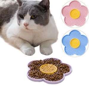 PETPARADIS Cốc hút Thảm cho thú cưng ăn chậm Chống nghẹt thở Hình hoa hướng dương Tấm lót mèo silicon Cao cấp Cấp thực phẩm Đệm liếm cho mèo Chó Con