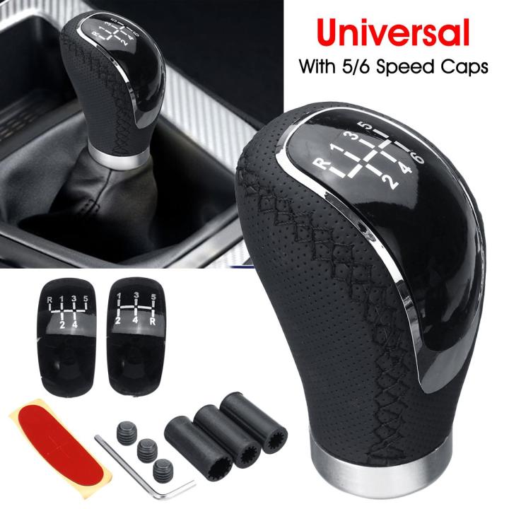 Universal Manual Transmission Car Gear Stick Shift Knob Shifter + 5/6 Speed 3 Caps