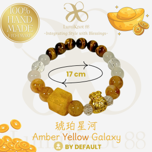 [SIX CRYSTALS SYSTEM] LUMIKNOT AMBER YELLOW GALAXY 100% HANDMADE BLESSING ADJUSTABLE HAND ROPE/CORD/BRACELET 琥珀星河可调绳