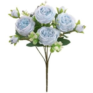 LIVELYN Faux Silk Artificial Flowers DIY Artificial Long Stem Silk Peony Bouquets Elegant Realistic Touch Silk Flower Arrangements Home Wedding Bridal