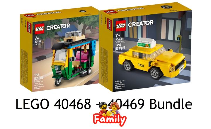 [In Stock] LEGO 40468 + 40469 {Yellow Taxi + Tuk Tuk} Car [By Brick ...