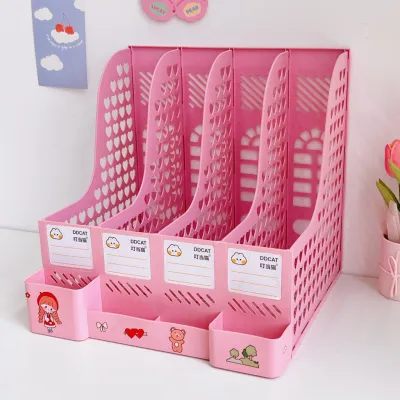 Kệ Đựng Sách Vở Nhựa Cứng Cáp 4 Ngăn Tiện Lợi Trang Trí Góc Học Tập Màu Pastel Ngọt Ngào Phong Cách Ulzzang