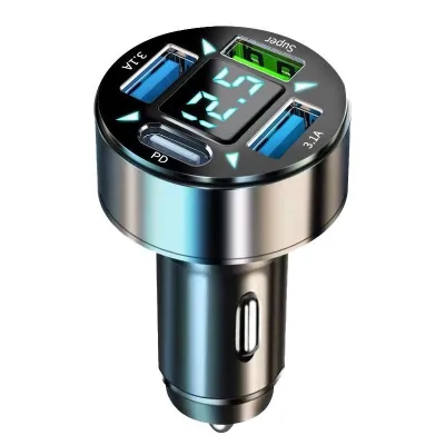 12V/24V Tẩu Sạc Nhanh PD QC3.0 USB C 5 Cổng 250W Có Đèn LED Cho Xe Hơi