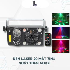 Đèn Laser 20 Mắt 7in1 Nháy Theo Nhạc Cao Cấp Dùng Cho Phòng Hát Gia Đình KTV phòng bay Sân Khấu…