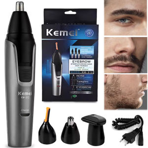 Kemei 3in1 Rechargeable Nose Trimmer Beard Trimer For Men Micro Shaver Eyebrow Nose Hair Trimmer For Nose And Ear Cleaner Set