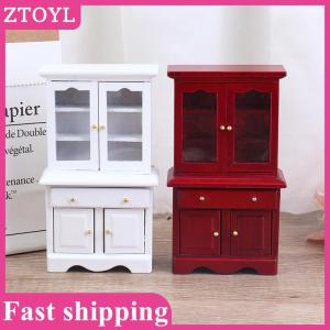 ZTOYL💝 1 12 Dollhouse Miniature Furniture Multifunction Wood Cabinet Bookcase Model Toy
